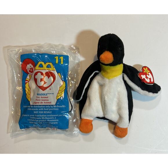 TY Beanie Baby Waddle The Penguin New w/tags & Teenie Beanie Waddle SEALED - Picture 1 of 5
